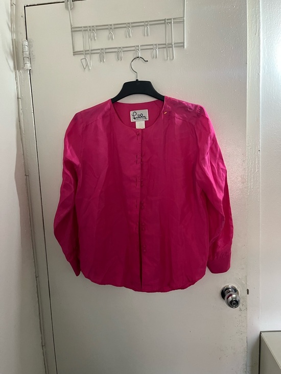 Lilly Pulitzer Tops - Lilly Pulitzer vintage Fuchsia Silk Button-Front Blouse